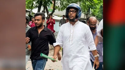 মাথায় হেলমেট, হাতে লাঠি, সংঘর্ষের নেতৃত্বে যুবদল নেতা নয়ন