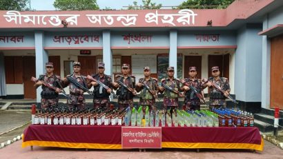 শেরপুর সীমান্তে ২৭৩ বোতল ভারতীয় মদ জব্দ