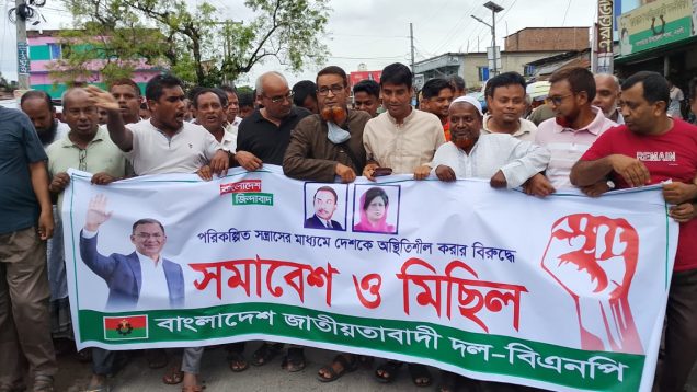 পরিকল্পিত সন্ত্রাসের প্রতিবাদে সাপাহারে বিএনপির সমাবেশ ও মিছিল অনুষ্ঠিত